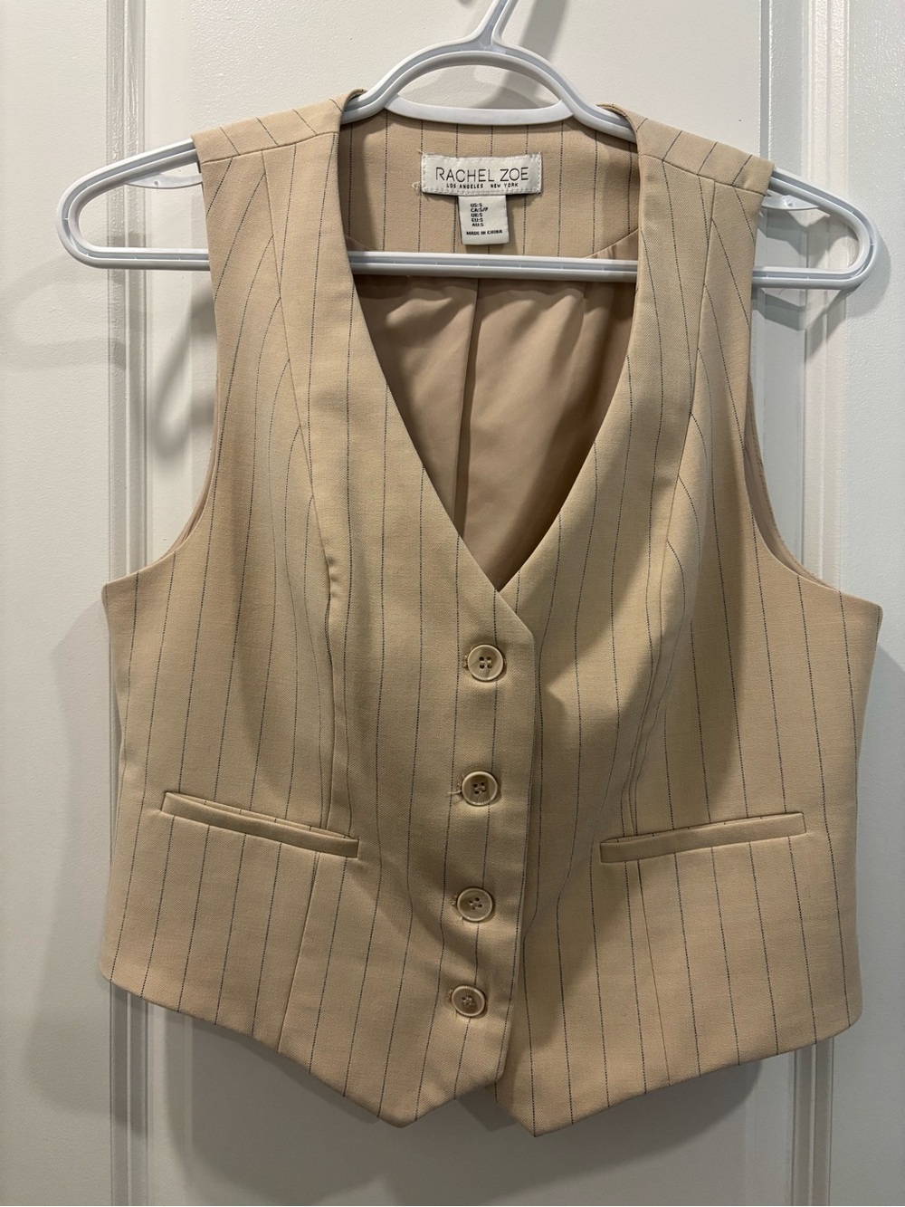 Rachel Zoe Neutral Pinstripe Tailored Vest